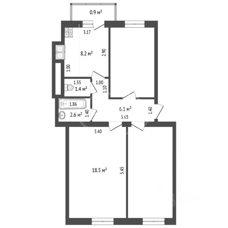 Комната Калининградская область, Калининград просп. Мира, 78 (18.5 м) - Фото 1