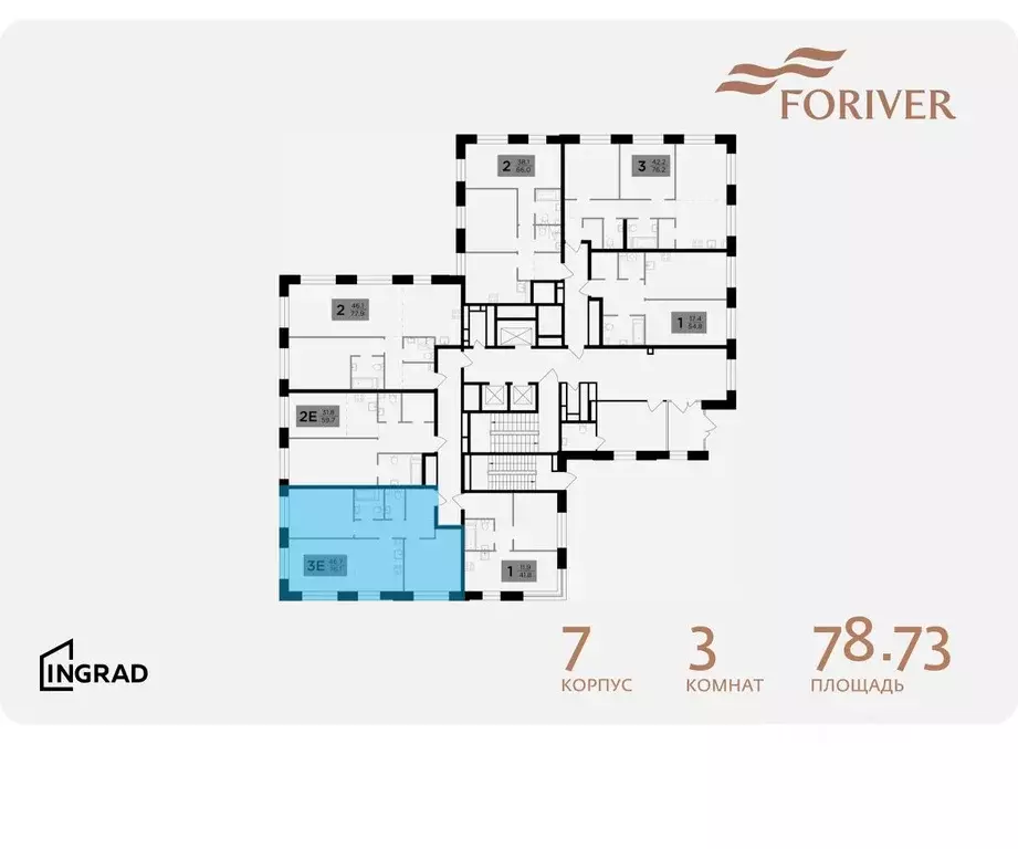 3-к кв. Москва Г мкр, Форивер жилой комплекс, 7 (78.73 м) - Фото 1