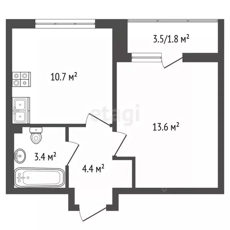 1-к кв. Московская область, Ленинский городской округ, пос. Битца ... - Фото 2