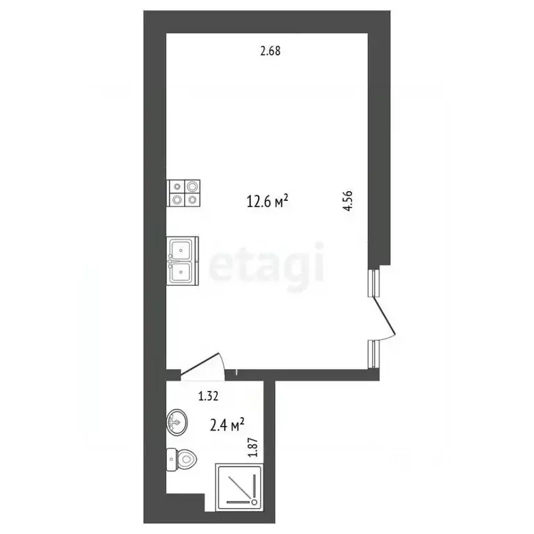 Студия Москва д. Марьино, ул. Жемчужная, 1к14 (15.0 м) - Фото 2