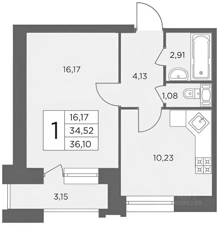 1-к кв. Санкт-Петербург ул. Александра Матросова, 8к1 (38.0 м) - Фото 2