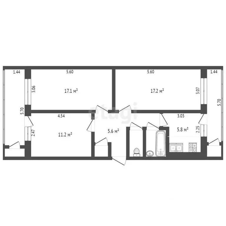 3-к кв. Крым, Ялта ул. Красных Партизан, 5А (60.8 м) - Фото 1
