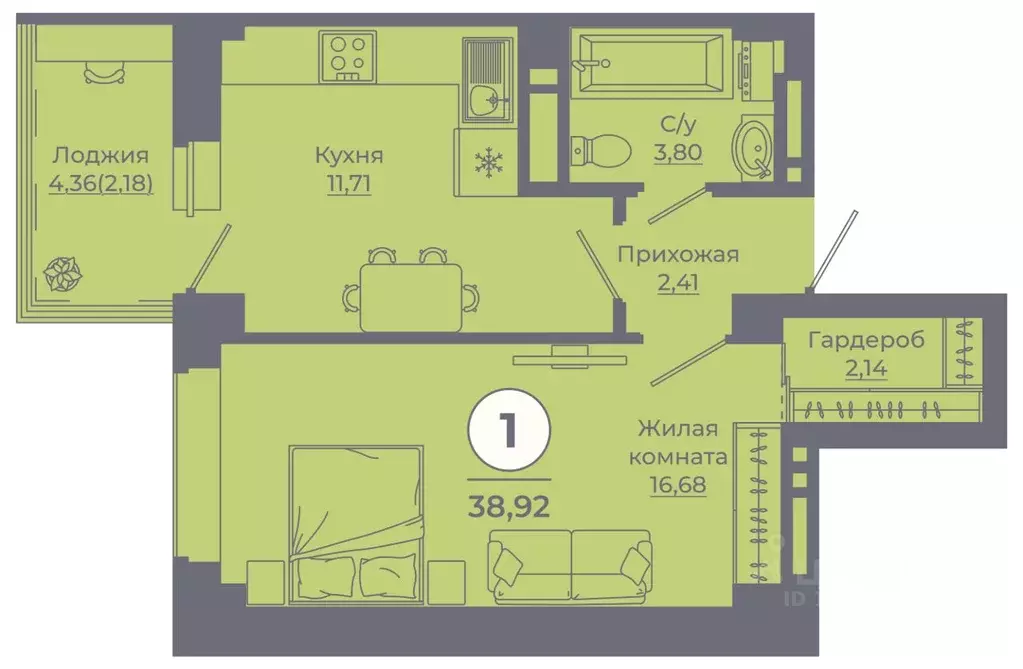 1-к кв. Ростовская область, Ростов-на-Дону просп. Солженицына, 25 ... - Фото 0