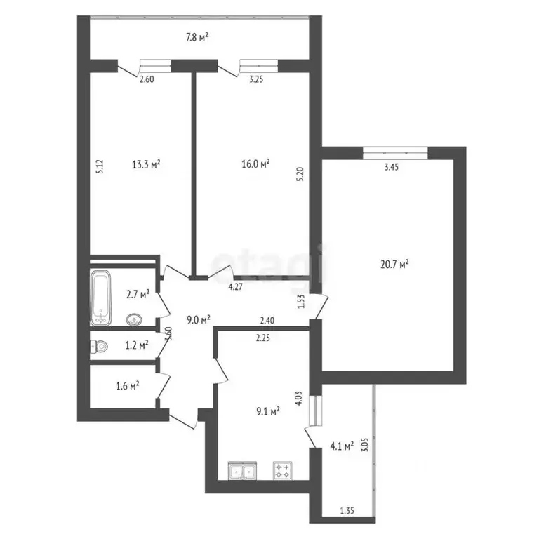 3-к кв. Крым, Евпатория ул. Интернациональная, 138А (73.9 м) - Фото 2