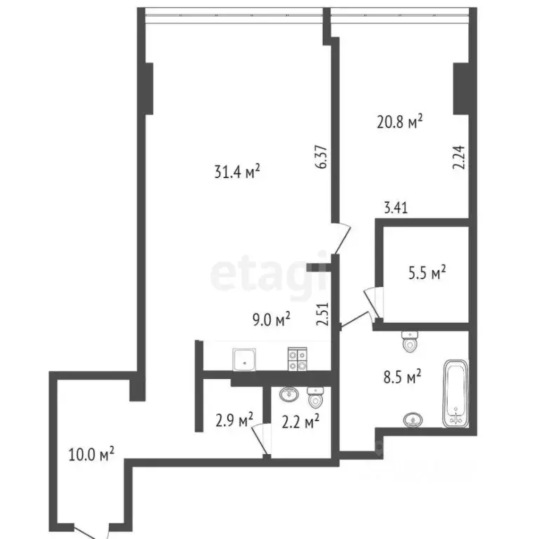 2-к кв. Москва 1-й Красногвардейский проезд, 21с2 (91.0 м) - Фото 1