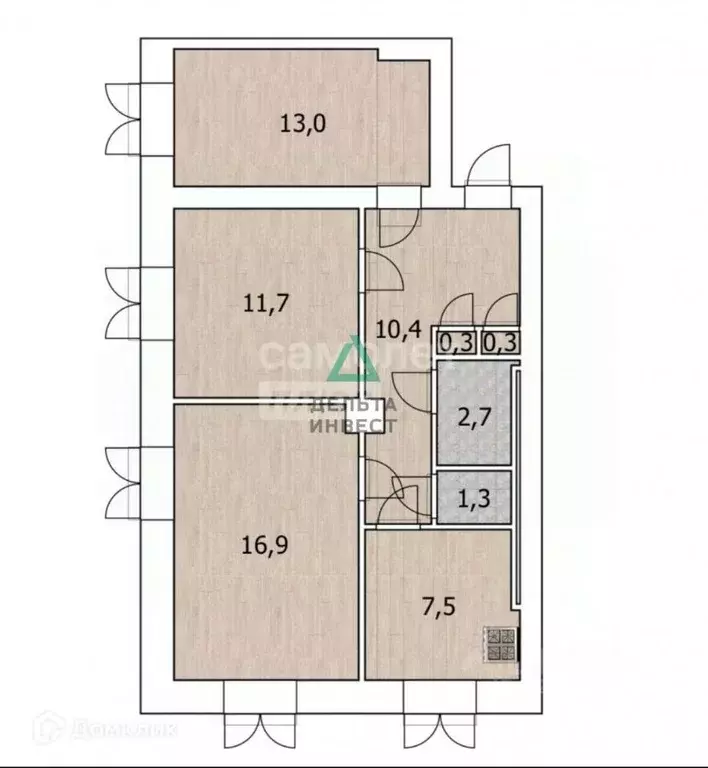 3-к кв. Башкортостан, Уфа ул. Ивана Якутова, 12 (64.1 м) - Фото 1