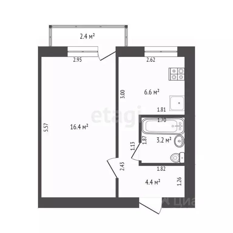 1-к кв. Самарская область, Самара ул. Санфировой, 5 (30.6 м) - Фото 2