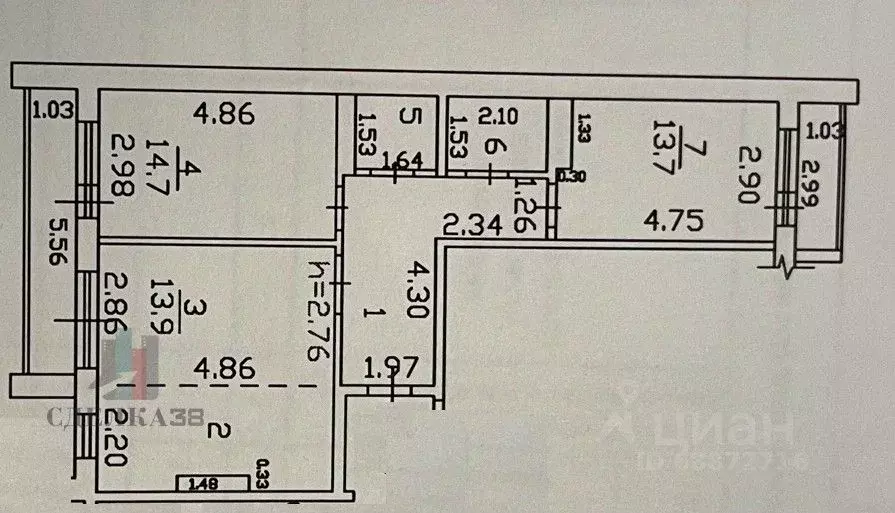 3-к кв. Иркутская область, Иркутск ул. Семена Лагоды, 4/3 (78.4 м) - Фото 1