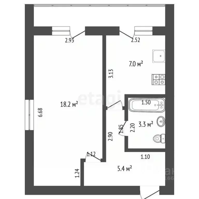 1-к кв. Калининградская область, Гвардейск ул. Маршала Жукова, 34 ... - Фото 2
