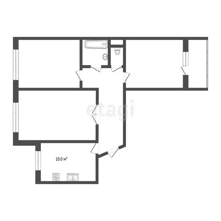 3-комнатная квартира: Тюмень, Комсомольская улица, 44 (65.6 м) - Фото 1