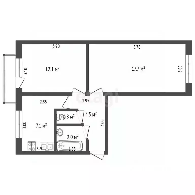 2-к кв. Мордовия, Рузаевка ул. Юрасова, 10 (44.2 м) - Фото 2