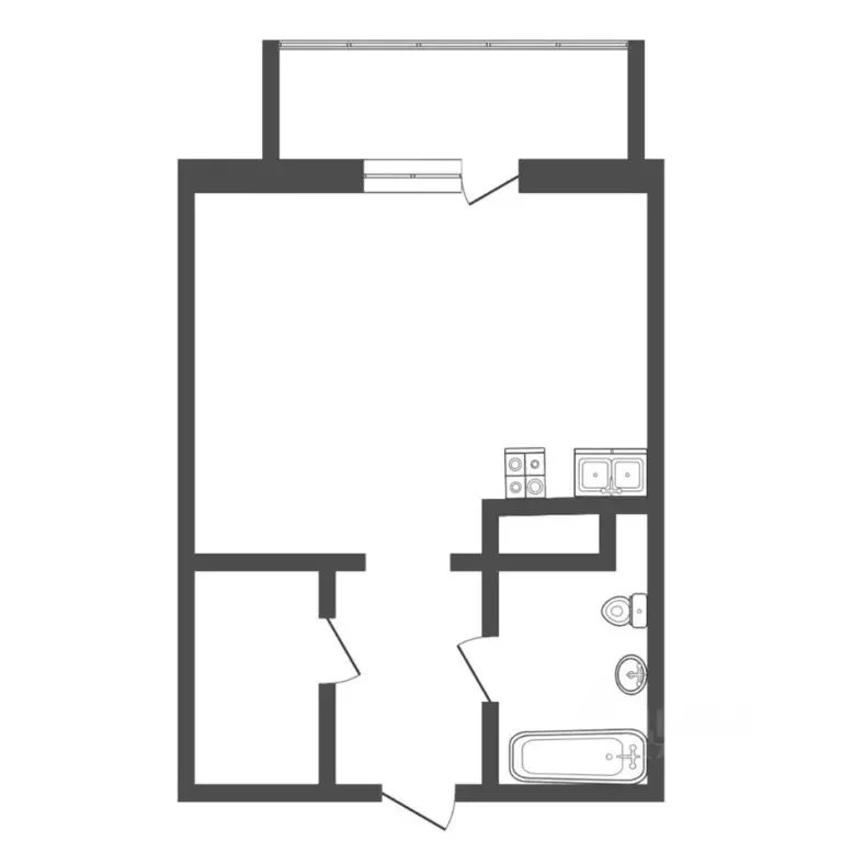 Студия Тюменская область, Тюмень ДОК мкр, ул. Ботаническая, 1 (25.9 м) - Фото 1