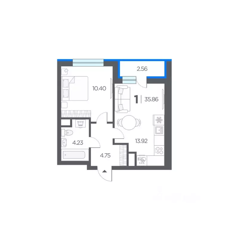 1-к кв. Рязанская область, Рязанский муниципальный округ, с. Дядьково ... - Фото 1
