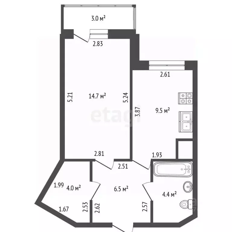 1-к кв. Санкт-Петербург просп. Космонавтов, 23к3 (39.1 м) - Фото 2