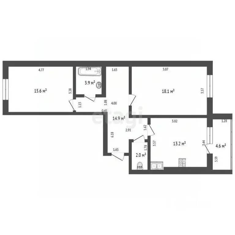 2-к кв. Калининградская область, Калининград Сельма мкр, ул. Петра ... - Фото 1