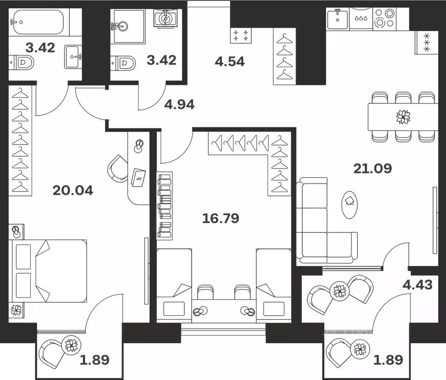 2-к кв. Тульская область, Тула ул. Болотникова, 4 (82.45 м) - Фото 1
