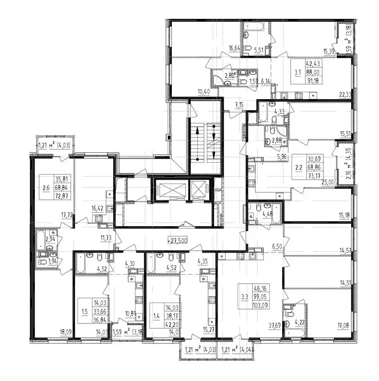 3-к кв. Санкт-Петербург Белоостровская ул., 10к2 (89.59 м) - Фото 1