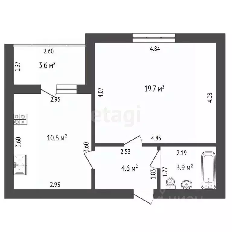 1-к кв. Башкортостан, Стерлитамак Волочаевская ул., 22Г (40.6 м) - Фото 2