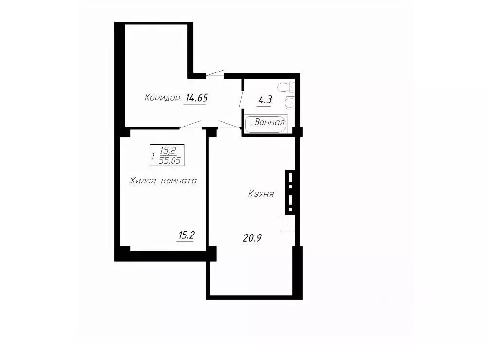 1-к кв. Ставропольский край, Ессентуки  (55.05 м) - Фото 1