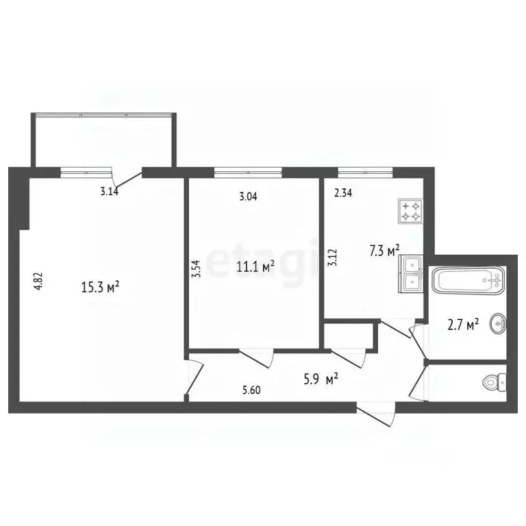 2-к кв. Санкт-Петербург ул. Чекистов, 38 (46.0 м) - Фото 2