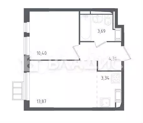 2-к. квартира, 35,5 м, 10/12 эт. - Фото 0