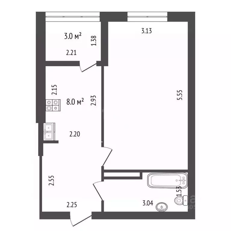 1-к кв. Ростовская область, Аксай ул. Менделеева, 53А (33.8 м) - Фото 2