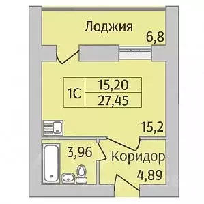 Студия Новосибирская область, Новосибирск ул. Юности, 7 (27.45 м) - Фото 0