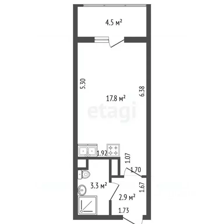 Студия Санкт-Петербург просп. Ветеранов, 185к3 (24.0 м) - Фото 2