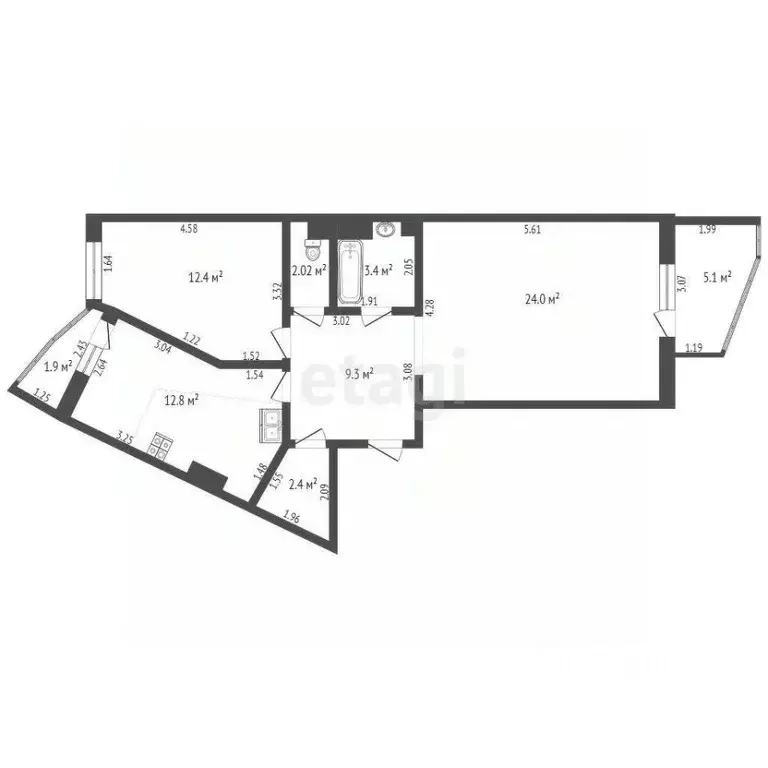 2-к кв. Краснодарский край, Новороссийск просп. Ленина, 91а (66.0 м) - Фото 1