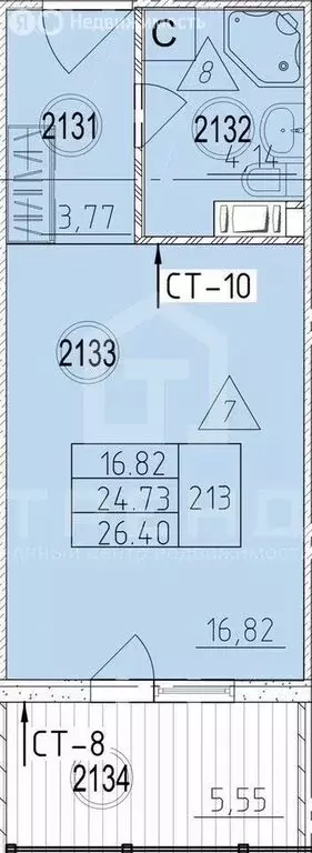 Квартира-студия: Санкт-Петербург, улица Крыленко, 36к2 (26.3 м) - Фото 1