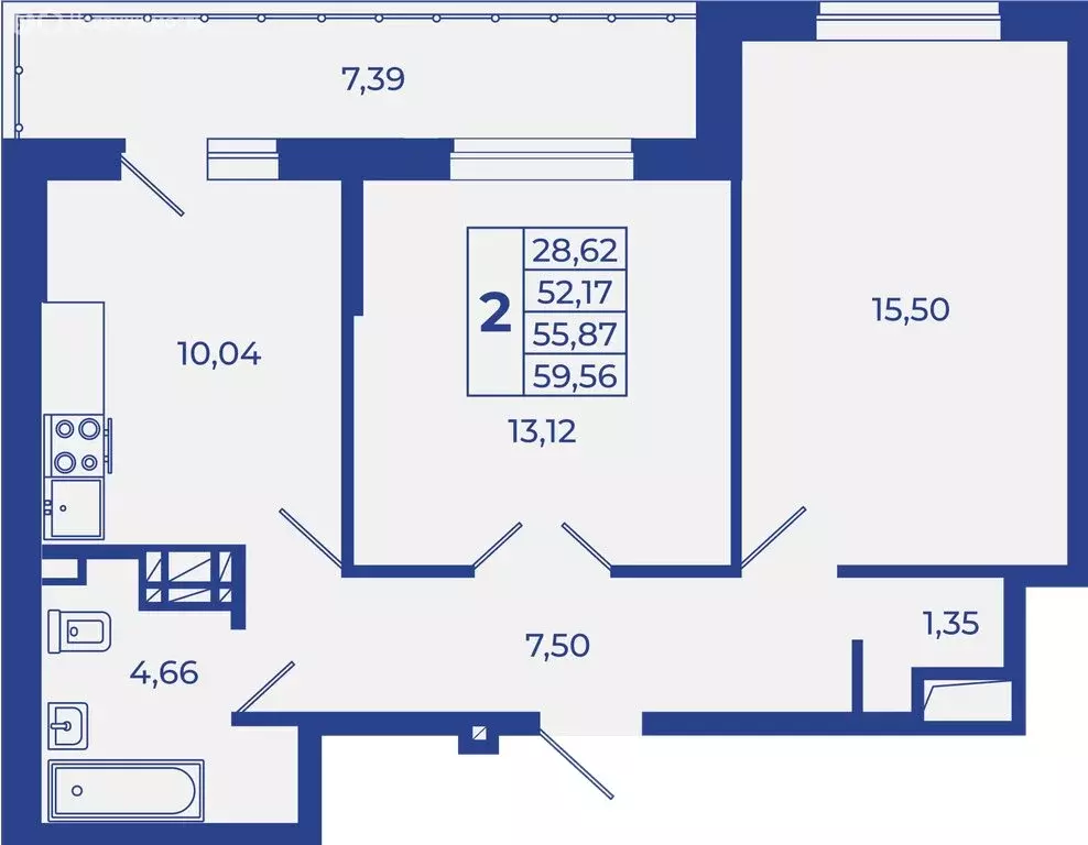 2-комнатная квартира: Ростовская область, Новочеркасск (59.56 м) - Фото 1