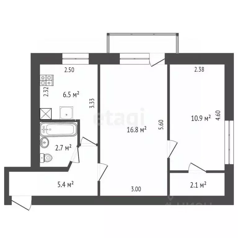 2-к кв. Севастополь просп. Генерала Острякова, 68 (45.2 м) - Фото 1