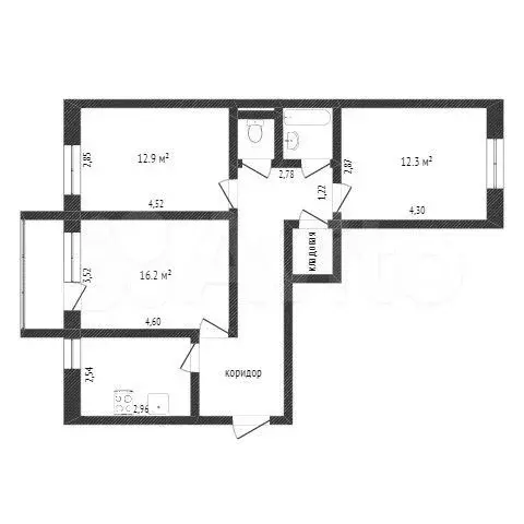 3-к. квартира, 68,1 м, 5/5 эт. - Фото 0