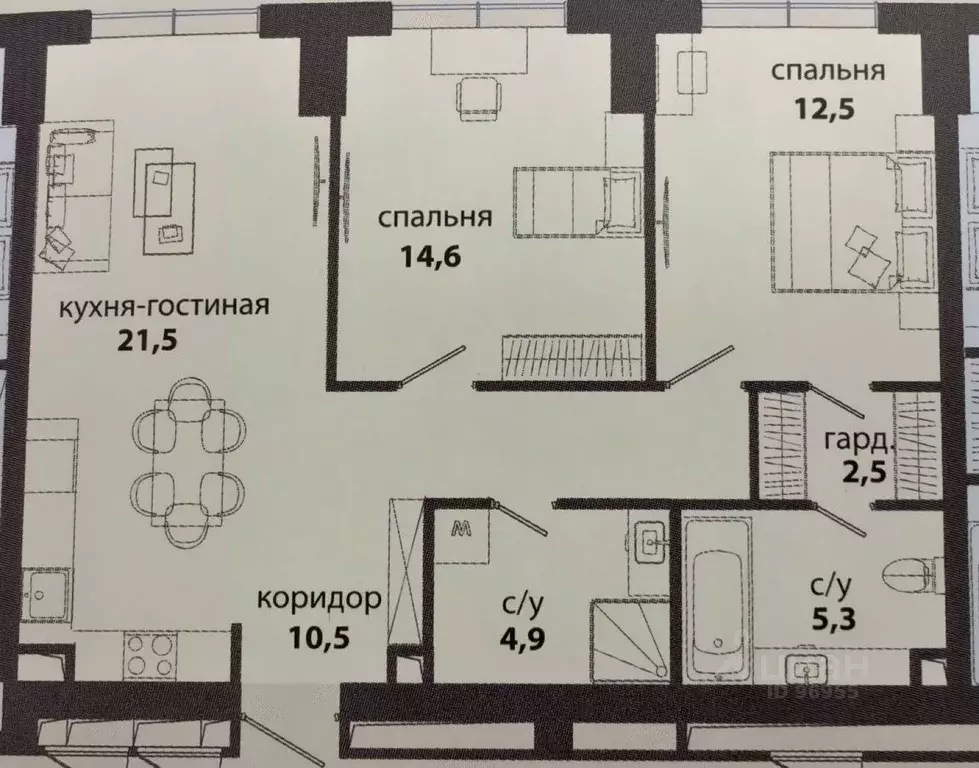 3-к кв. Москва ул. Василия Ланового, 6к3 (71.8 м) - Фото 1