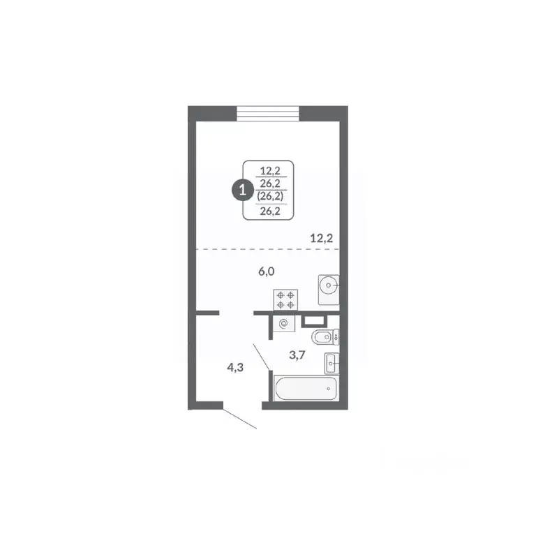 Студия Кировская область, Киров ул. Пушкина, 25 (26.2 м) - Фото 1