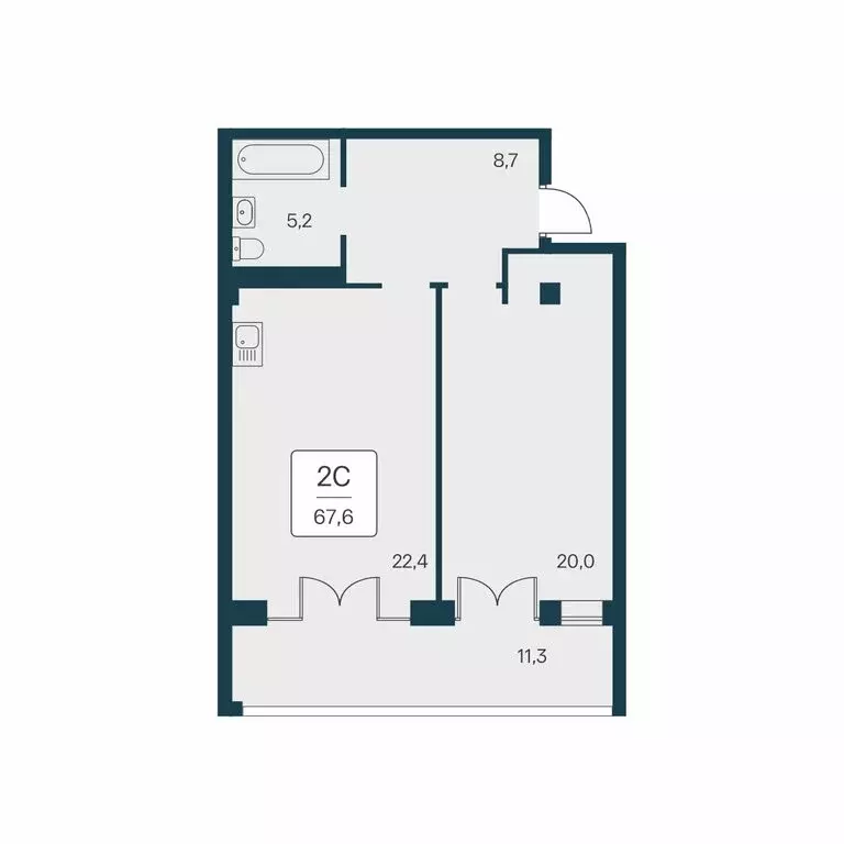 2-комнатная квартира: Алупка, Севастопольское шоссе, 6Ак3 (67.6 м) - Фото 1