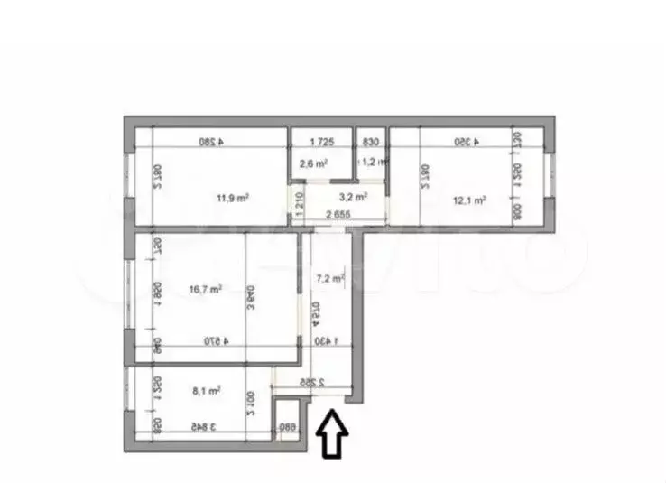 3-к. квартира, 62,1 м, 4/9 эт. - Фото 0
