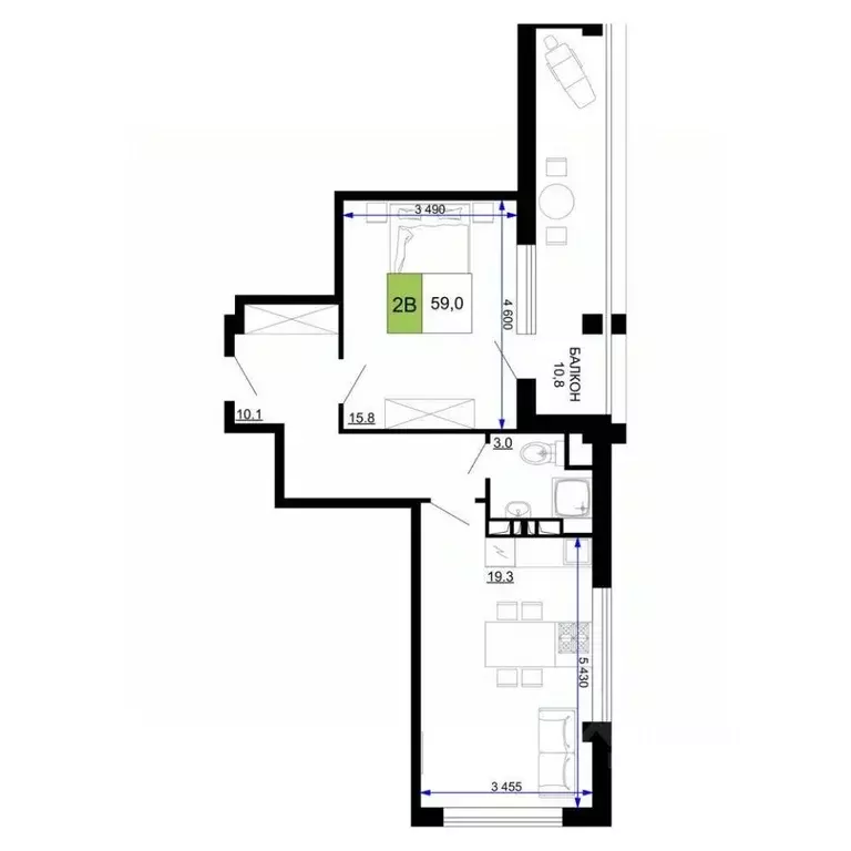 2-к кв. Краснодарский край, Анапа ул. Дружбы, 9 (59.0 м) - Фото 1