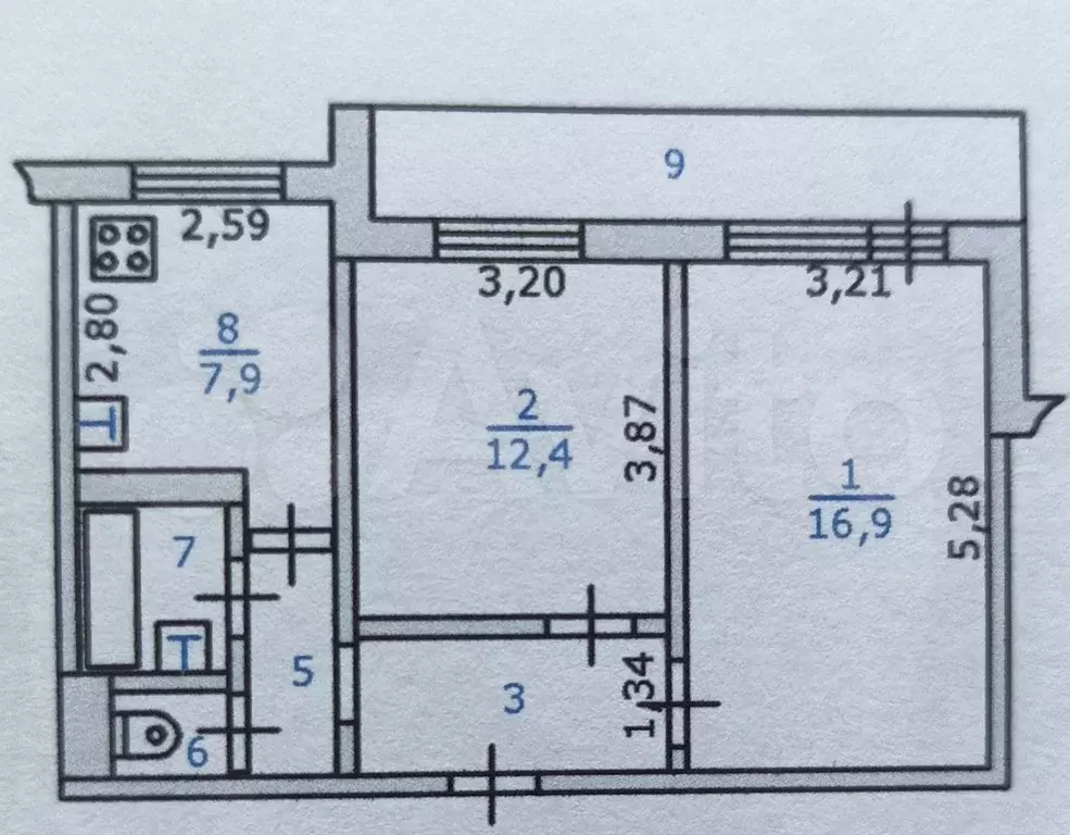2-к. квартира, 47,3 м, 5/9 эт. - Фото 0