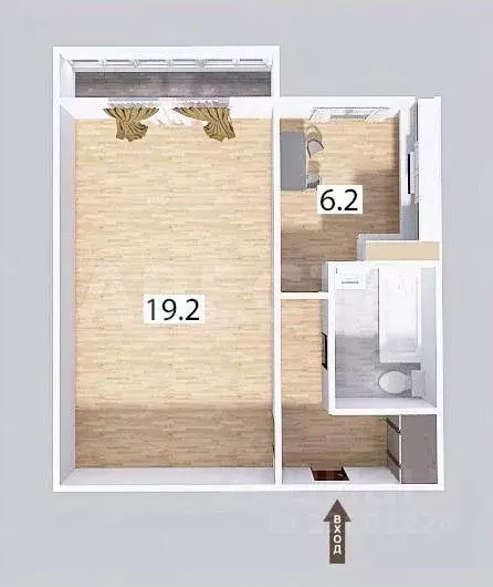 1-к кв. Омская область, Омск наб. Иртышская, 12 (32.5 м) - Фото 1