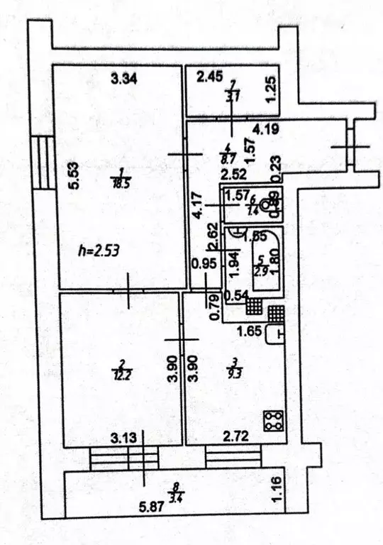 2-к кв. Татарстан, Казань ул. Рихарда Зорге, 119 (59.5 м) - Фото 2