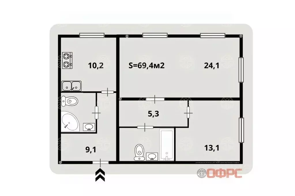 2-к кв. Москва Боровское ш., 2к5 (69.9 м) - Фото 2