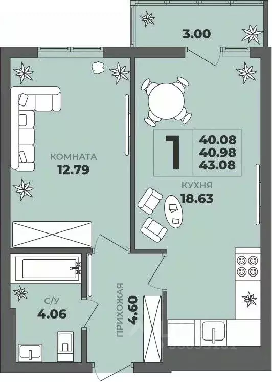 1-к кв. Калининградская область, Калининград ул. Генерала Толстикова, ... - Фото 1