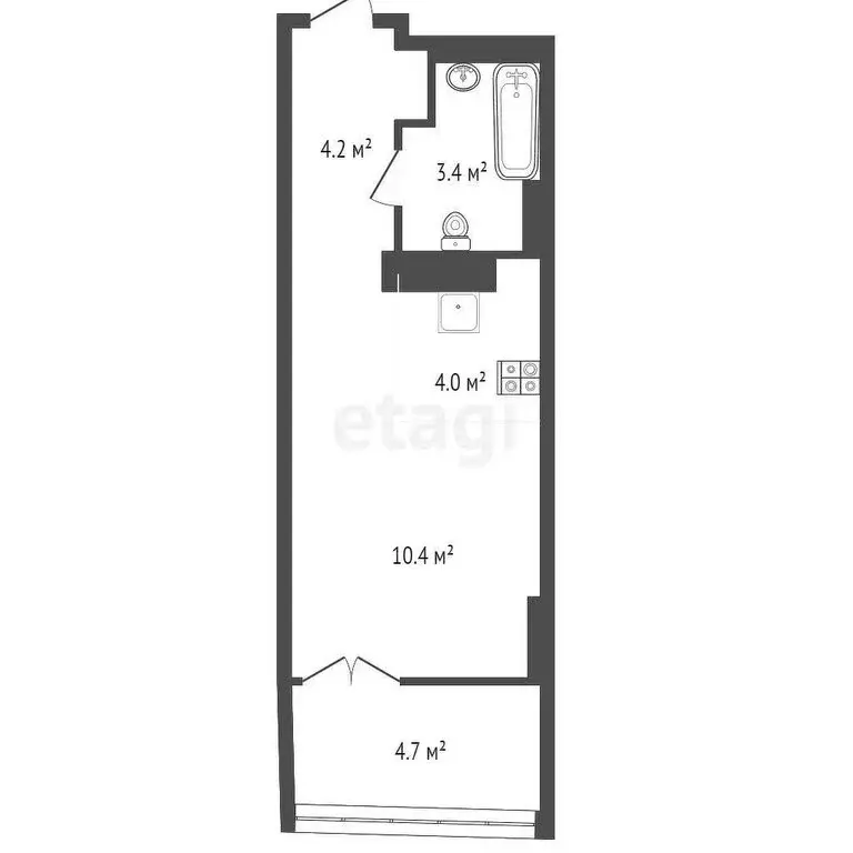 Квартира-студия: Ростов-на-Дону, Киргизская улица, 12Г (52 м) - Фото 1