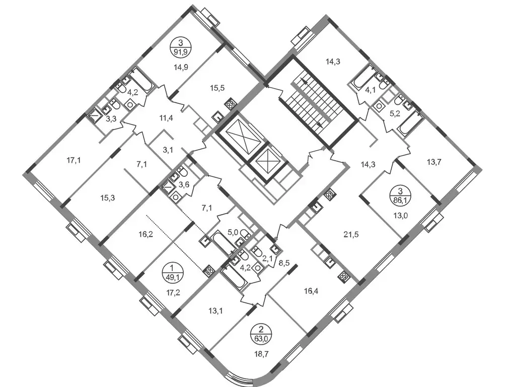 3-к кв. Московская область, Одинцовский городской округ, Заречье пгт ... - Фото 2