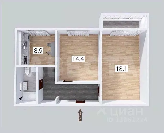 2-к кв. Омская область, Омск ул. Ватутина, 29/2 (54.1 м) - Фото 1