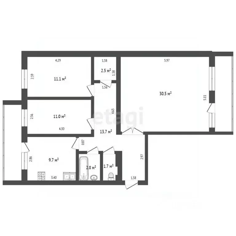 3-к кв. Саха (Якутия), Якутск ул. Лермонтова, 156/3 (84.1 м) - Фото 2
