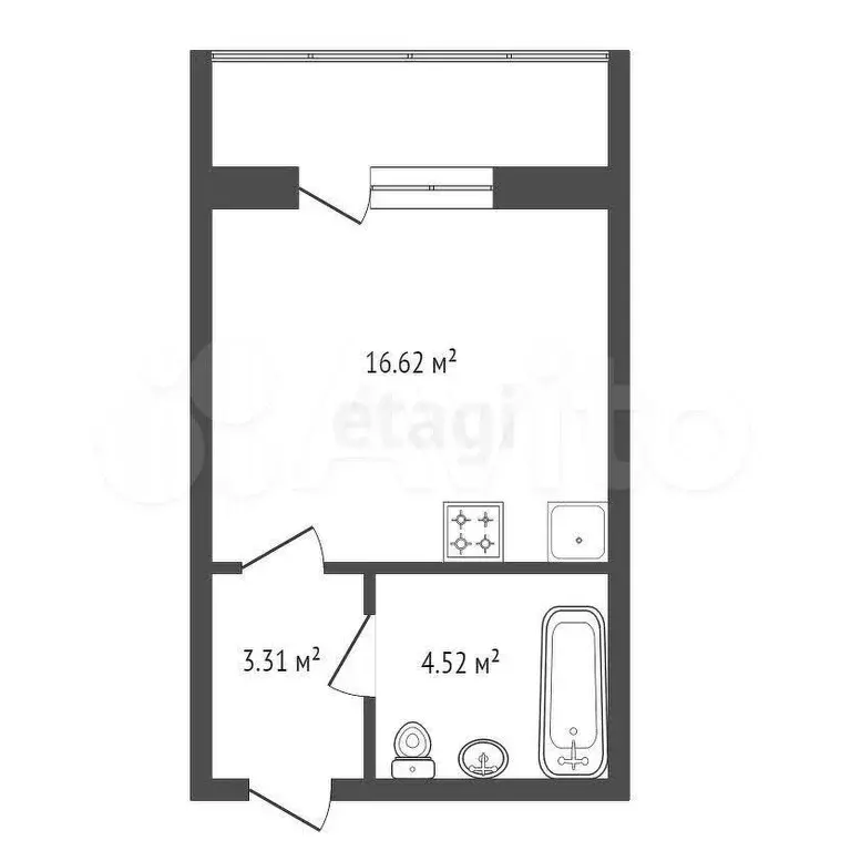 Квартира-студия, 25,1 м, 6/10 эт. - Фото 0