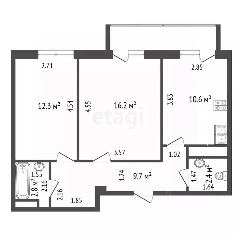 2-к кв. Крым, Саки ул. Набережная (54.0 м) - Фото 2
