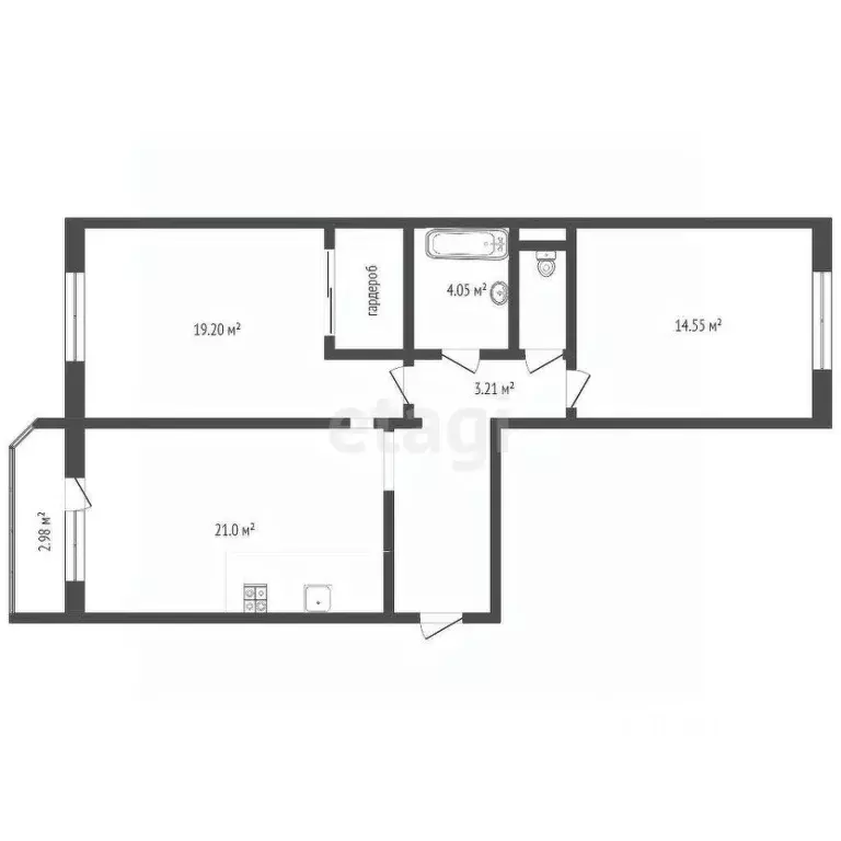2-к кв. Тюменская область, Тюмень ул. Валентины Трофимовой, 7 (69.0 м) - Фото 0